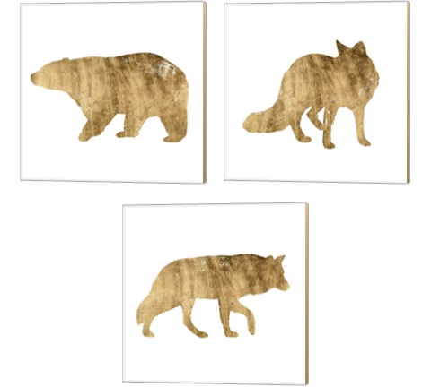 Brushed Gold Animals 3 Piece Canvas Print Set by Grace Popp