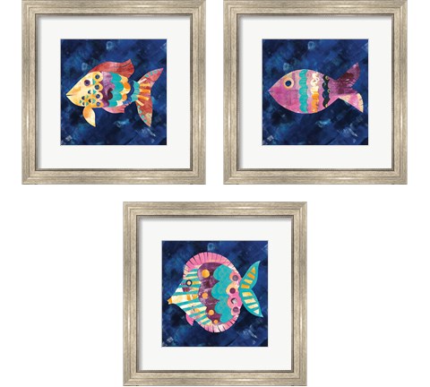 Boho Reef  3 Piece Framed Art Print Set by Wild Apple Portfolio