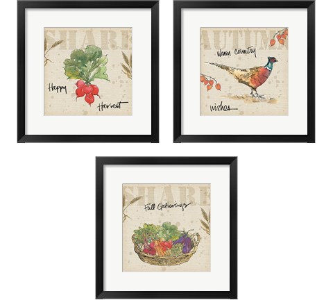 Farmers Feast Harvest 3 Piece Framed Art Print Set by Anne Tavoletti