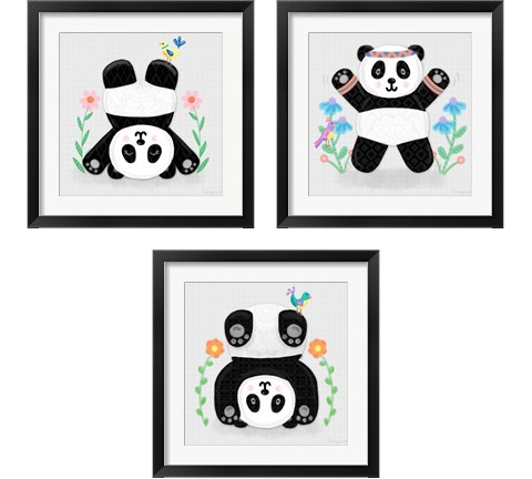 Tumbling Pandas 3 Piece Framed Art Print Set by Noonday Design