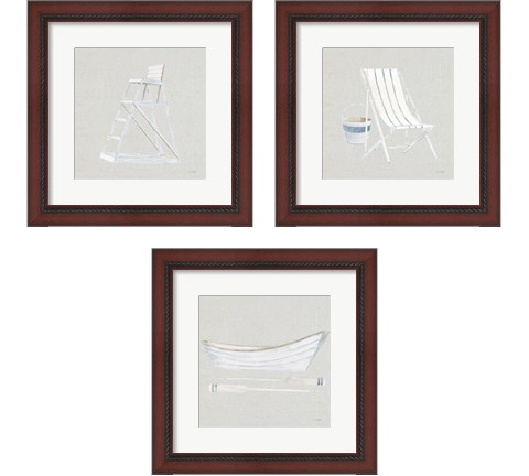 Serene Seaside Tan 3 Piece Framed Art Print Set by James Wiens