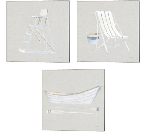 Serene Seaside Tan 3 Piece Canvas Print Set by James Wiens