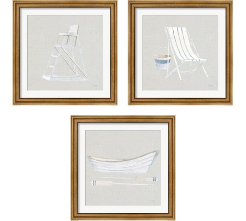 Serene Seaside Tan 3 Piece Framed Art Print Set by James Wiens