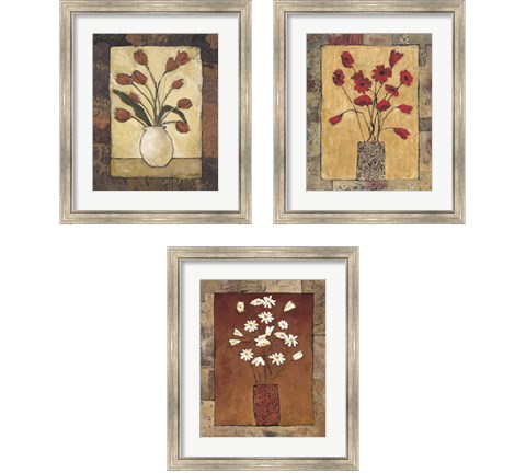 Blooms in Border 3 Piece Framed Art Print Set by Judi Bagnato