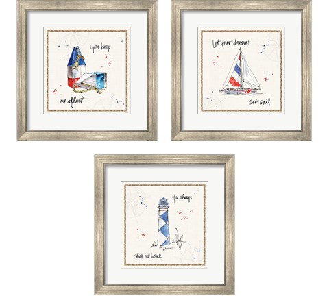 Coastal Buoys 3 Piece Framed Art Print Set by Anne Tavoletti