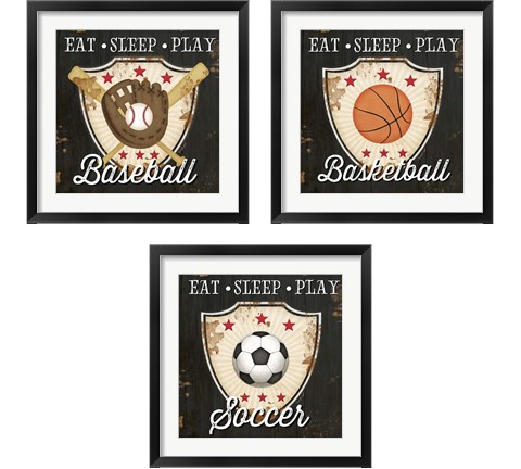 Eat, Sleep, Play 3 Piece Framed Art Print Set by Jennifer Pugh