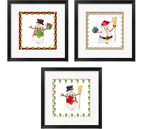 Christmas Snowman 3 Piece Framed Art Print Set by Lanie Loreth