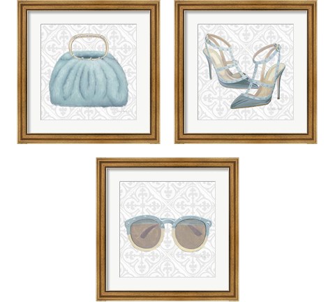 Must Have Fashion Gray White 3 Piece Framed Art Print Set by Emily Adams