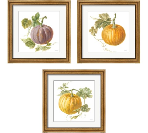 Floursack Autumn on White 3 Piece Framed Art Print Set by Danhui Nai