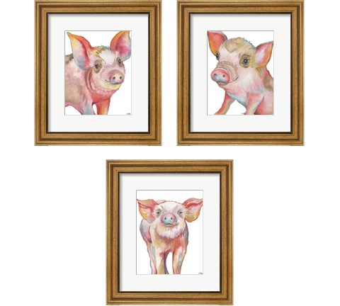 Pig 3 Piece Framed Art Print Set by Elizabeth Medley