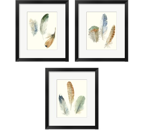 Watercolor Feathers 3 Piece Framed Art Print Set by Megan Meagher