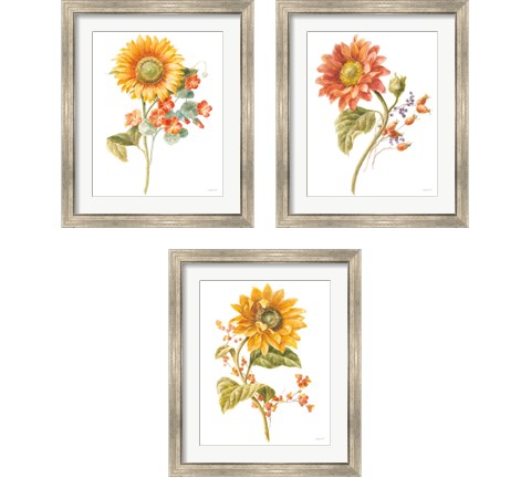 Floursack Autumn on White 3 Piece Framed Art Print Set by Danhui Nai