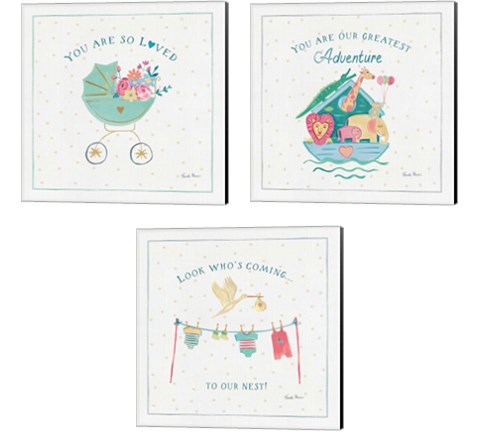 Happy Baby 3 Piece Canvas Print Set by Farida Zaman