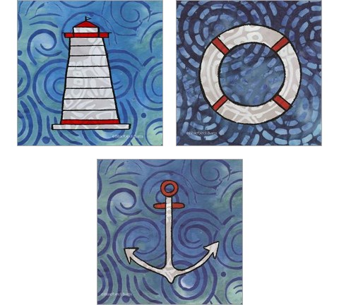 Whimsy Coastal 3 Piece Art Print Set by Bluebird Barn