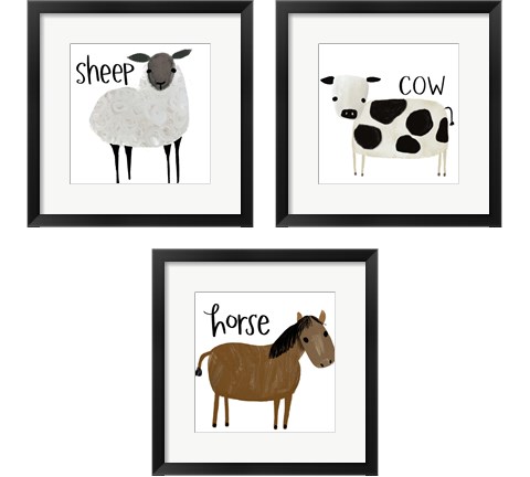 Farm Animal 3 Piece Framed Art Print Set by Katie Doucette