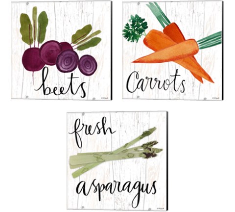 Veggie 3 Piece Canvas Print Set by Katie Doucette