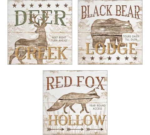 Cabin Lodge 3 Piece Art Print Set by Jennifer Pugh