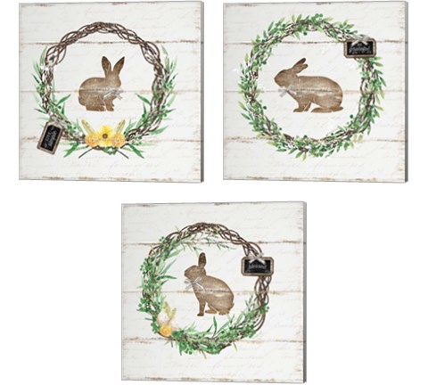 Spring Wreath 3 Piece Canvas Print Set by Jennifer Pugh