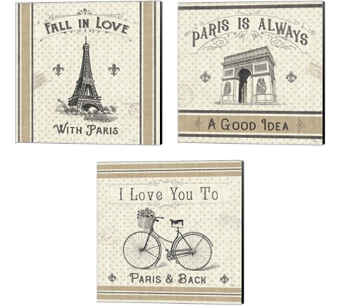 Paris Farmhouse 3 Piece Canvas Print Set by Pela Studio