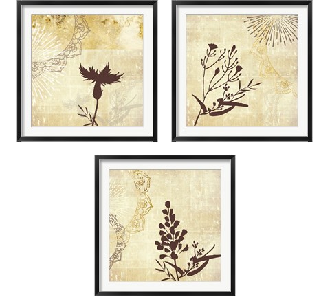 Golden Henna Breeze 3 Piece Framed Art Print Set by Louis Duncan-He