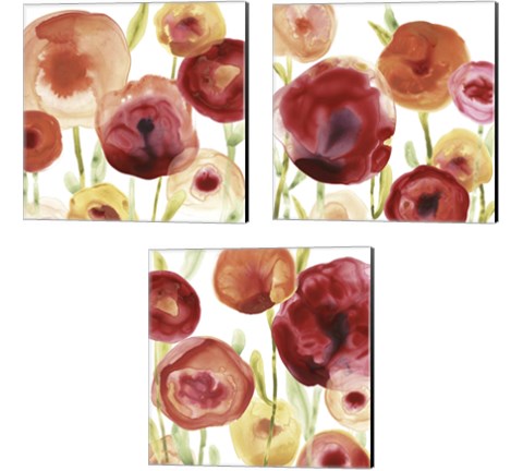 Poppy Patch 3 Piece Canvas Print Set by June Erica Vess