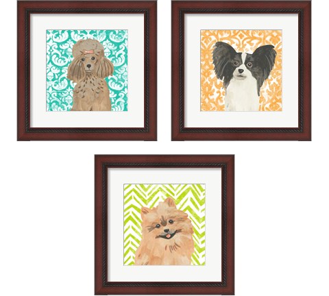 Parlor Pooches 3 Piece Framed Art Print Set by June Erica Vess