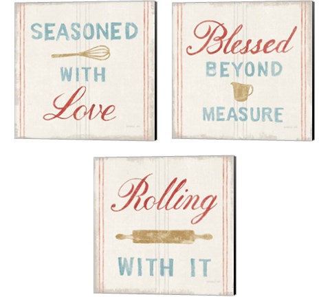 Floursack Kitchen Sign 3 Piece Canvas Print Set by Danhui Nai