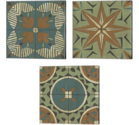 Fraser Tile 3 Piece Canvas Print Set by Chariklia Zarris