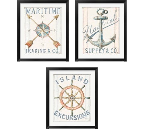 Floursack Nautical  3 Piece Framed Art Print Set by Danhui Nai