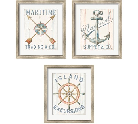 Floursack Nautical  3 Piece Framed Art Print Set by Danhui Nai