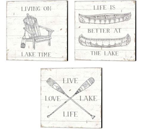 Lake Sketches  3 Piece Canvas Print Set by Daphne Brissonnet