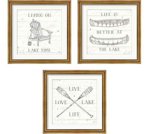 Lake Sketches  3 Piece Framed Art Print Set by Daphne Brissonnet