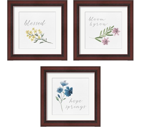Wildflowers and Sentiment 3 Piece Framed Art Print Set by Hartworks