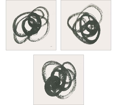 Scribbly Black 3 Piece Art Print Set by Moira Hershey