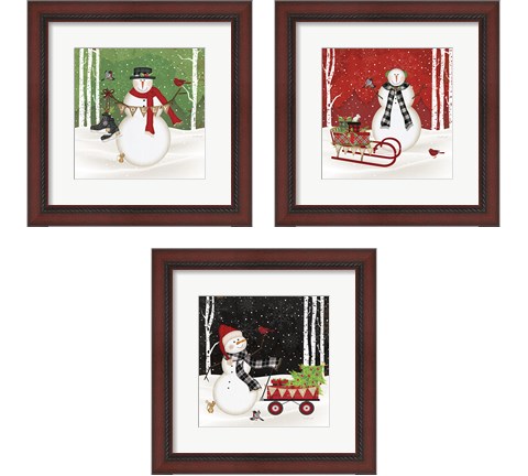 Jolly Snowman 3 Piece Framed Art Print Set by Jennifer Pugh