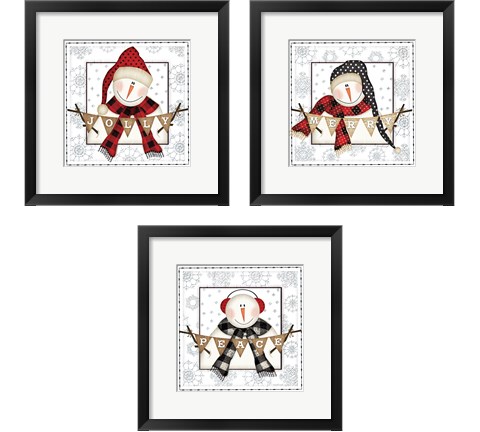 Jolly Snowman 3 Piece Framed Art Print Set by Jennifer Pugh