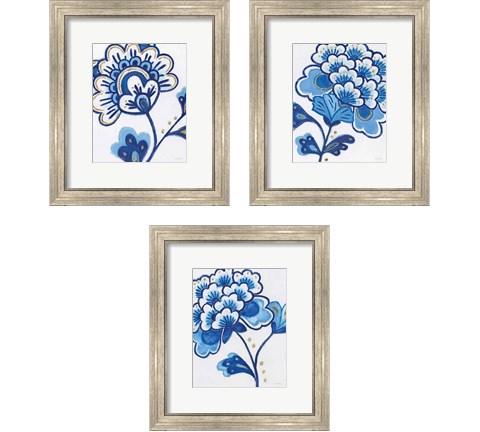 Flora Chinoiserie  3 Piece Framed Art Print Set by Emily Adams