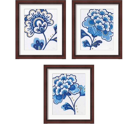 Flora Chinoiserie  3 Piece Framed Art Print Set by Emily Adams