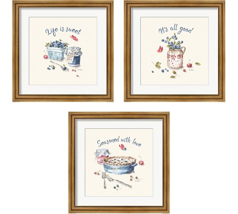 Summer Garden  3 Piece Framed Art Print Set by Lisa Audit