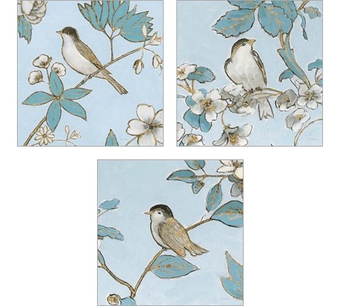 Toile Birds 3 Piece Art Print Set by Emily Adams