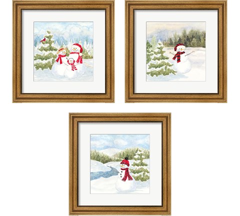 Snowman Wonderland 3 Piece Framed Art Print Set by Tara Reed