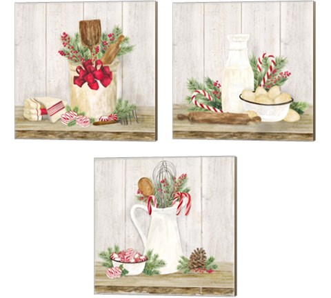 Christmas Kitchen 3 Piece Canvas Print Set by Tara Reed