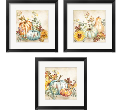 Watercolor Harvest Pumpkin 3 Piece Framed Art Print Set by Tre Sorelle Studios