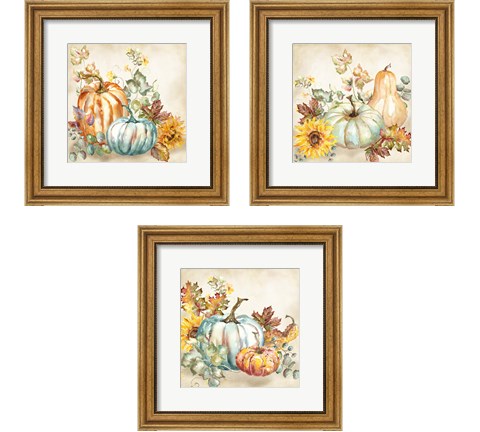 Watercolor Harvest Pumpkin 3 Piece Framed Art Print Set by Tre Sorelle Studios