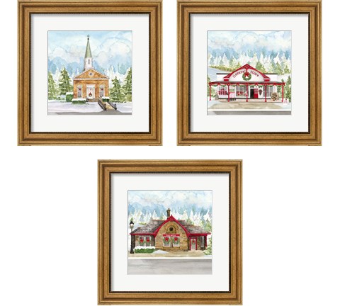 Christmas Village 3 Piece Framed Art Print Set by Tara Reed