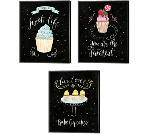 Sweet Life Dark 3 Piece Canvas Print Set by Jenaya Jackson