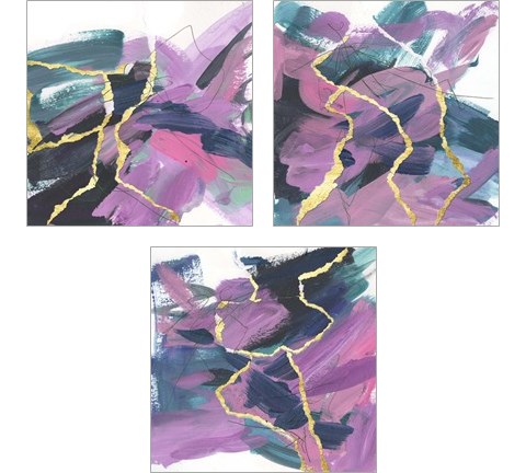 Divided Violet 3 Piece Art Print Set by Melissa Wang