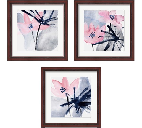 Pink Water Lilies 3 Piece Framed Art Print Set by Melissa Wang