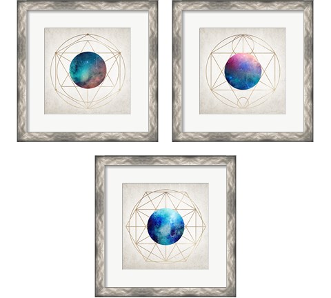 Geo Planet 3 Piece Framed Art Print Set by Kyra Brown