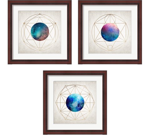 Geo Planet 3 Piece Framed Art Print Set by Kyra Brown